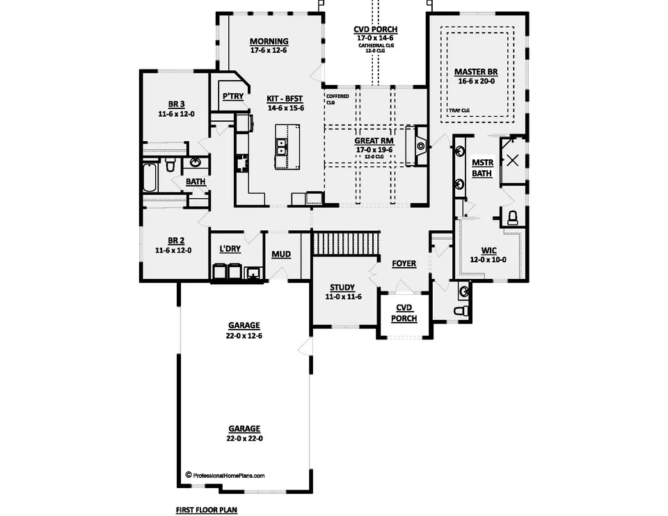 The Brookside main level floor plan
